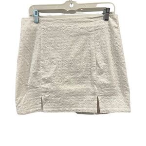 Shein White cotton eyelit double slit mini skirt size Large